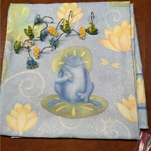 Frog and Lotus Shower Curtain with Hooks
